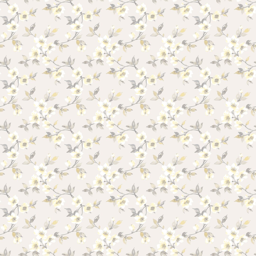 Buy Artisan G78486 Non Woven Grey & Yellow Floral Wallpaper for Bedroom & Living room Online in